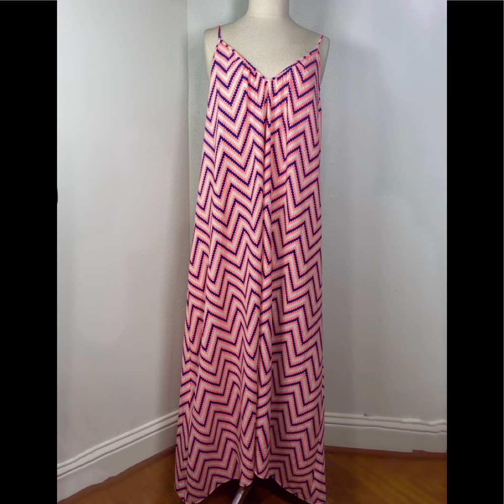 Pink Stitch Chevron Strappy Dress Sz. 8
